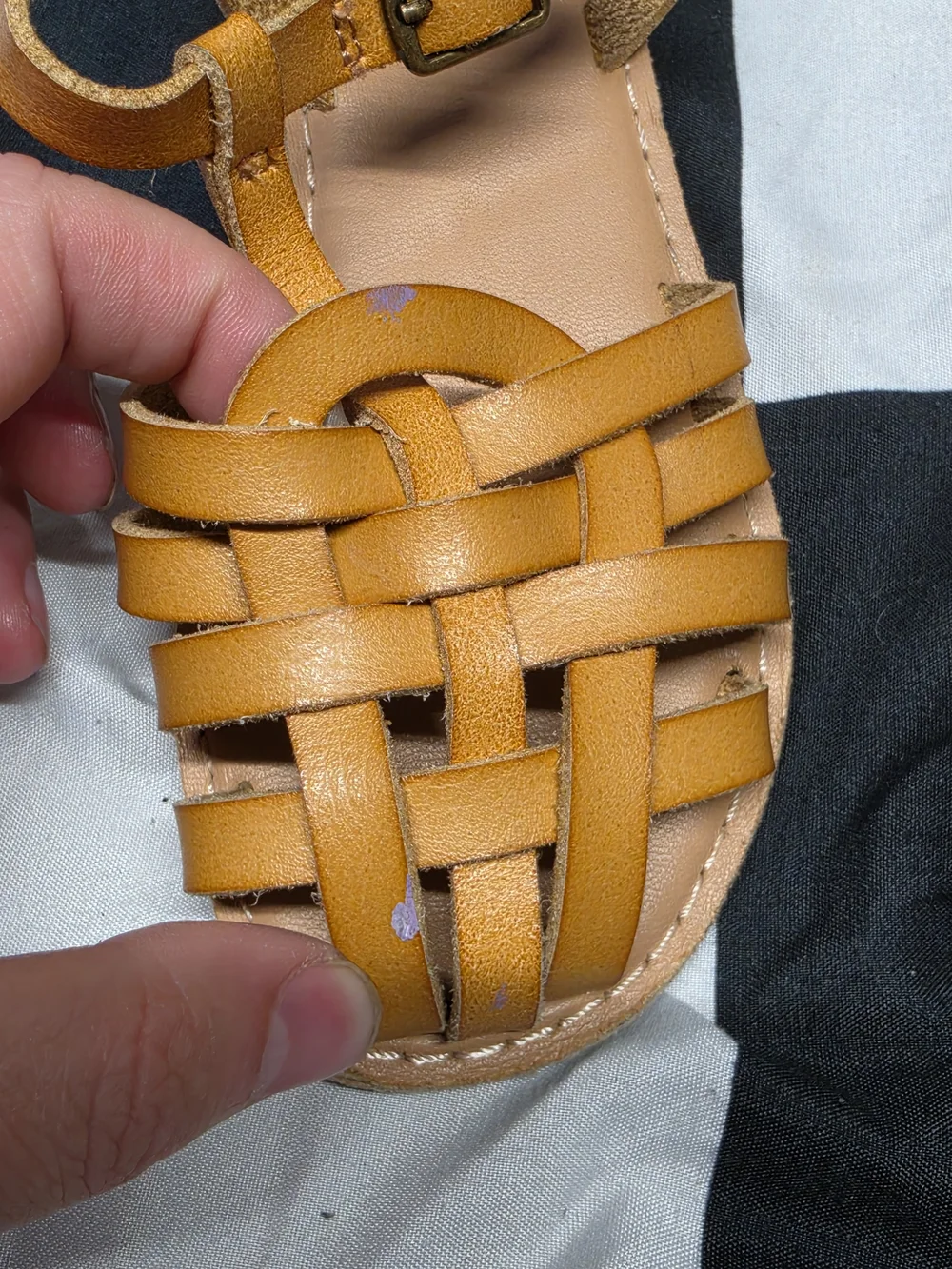 Old Navy Kids Woven Tan Leather-Look Sandals